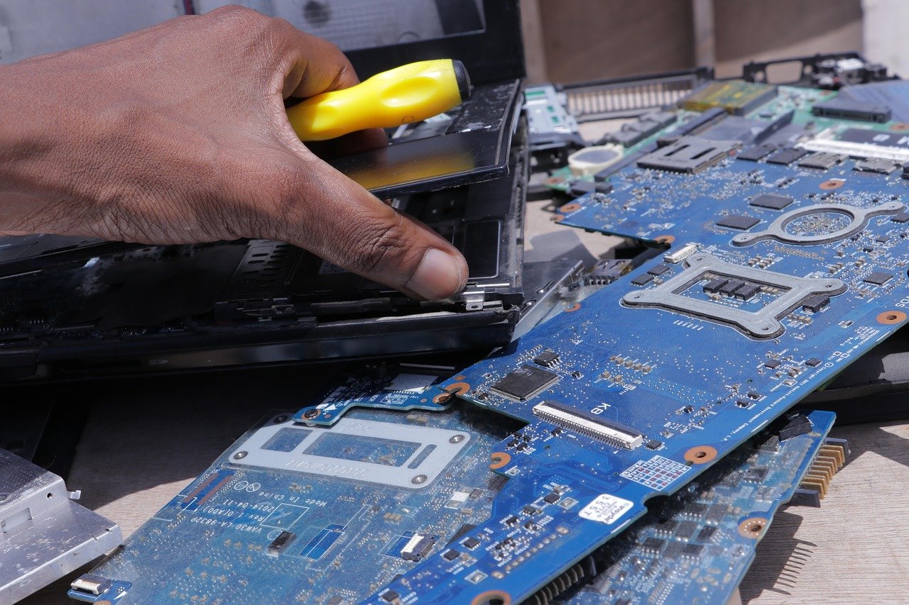 Close-up of electronic circuit-board components